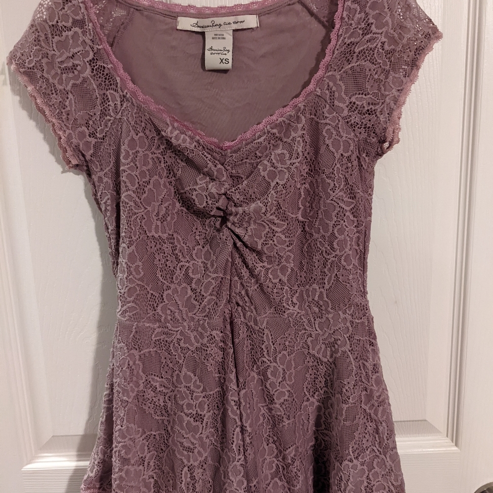 American Rag Pink Lace Babydoll peplum top